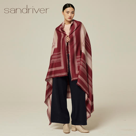 羊绒方格定位提花披肩 SJF94W632W 商品图0