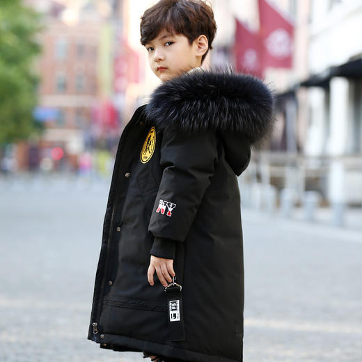 XBB儿童羽绒服男童中长款男孩新款韩版洋气加厚中大童6-15岁外套0817 商品图5