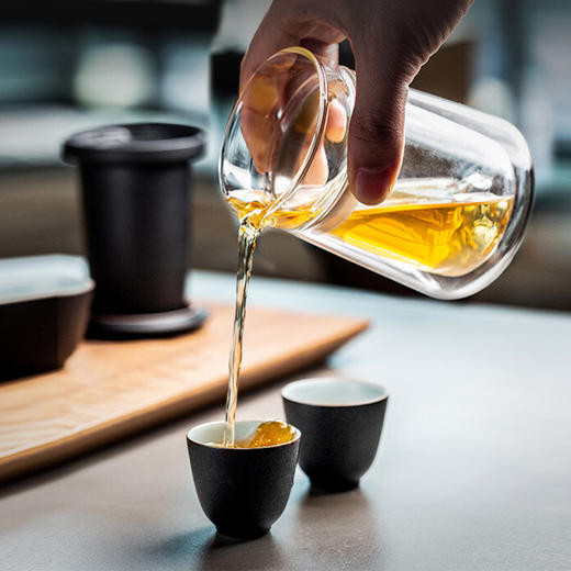双层玻璃快客杯一壶三杯旅行功夫茶具便携式茶壶套装户外泡茶小型 悦客快客杯（黧黑）U1a（言调） 商品图6