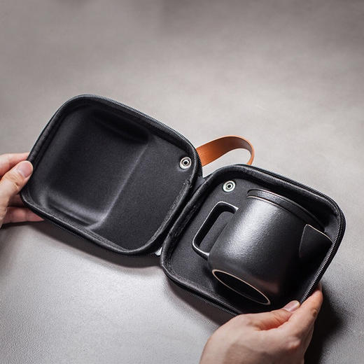 旅行功夫茶具泡茶壶套装陶瓷快客杯一壶二杯户外办公喝茶简易旅游 暮春泡茶壶（一壶2杯）-黑 商品图0