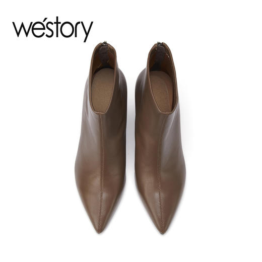 westory2022年秋冬新款尖头通勤高跟鞋短靴82491 商品图3