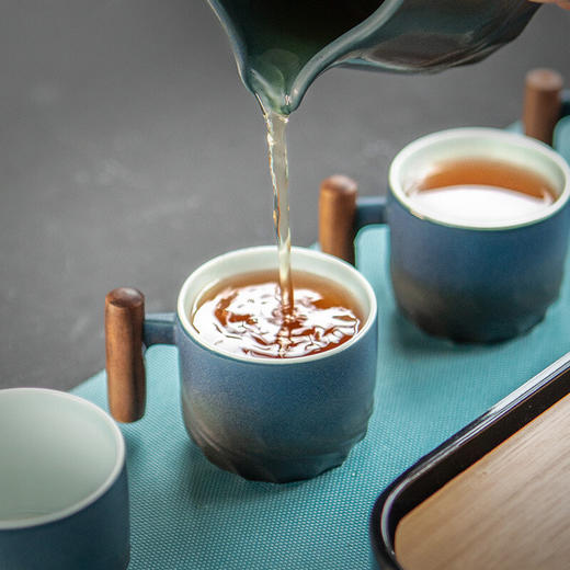 陶瓷清风品茗杯功夫茶具个人单杯简约主人杯陶瓷小茶杯品杯 清风木柄品杯L1d 商品图3
