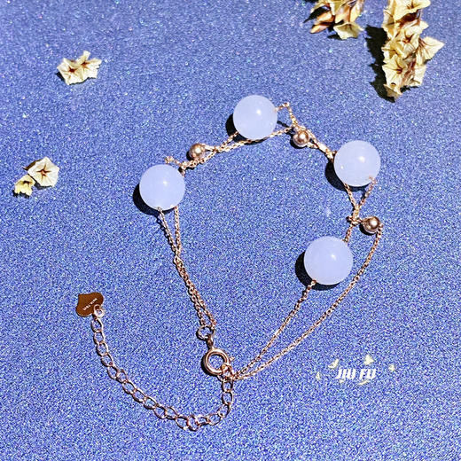 18K玫瑰金和田玉（白玉）玉珠手链-相伴/玉珠8mm 商品图1