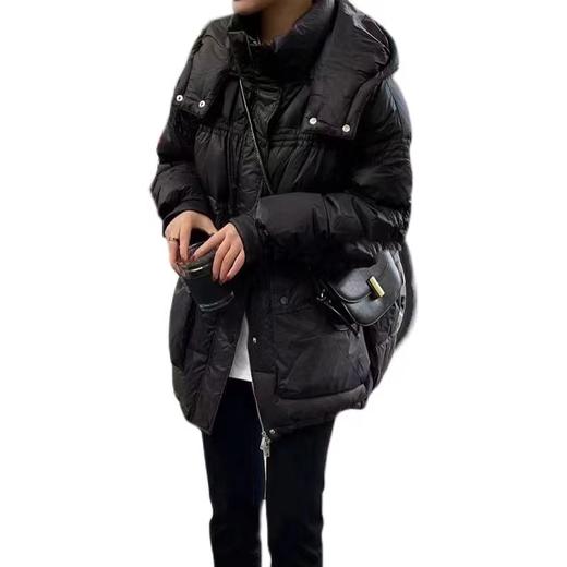 黛唯梵白鸭绒连帽羽绒服女中长款2022冬季新款甜美皮筋款韩版加厚保暖潮 商品图4