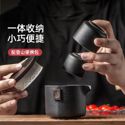陶瓷旅行便携式快客杯一壶二杯户外小套陶瓷功夫茶具套装防烫 卓越快客杯（禅风白）T1b 商品图4