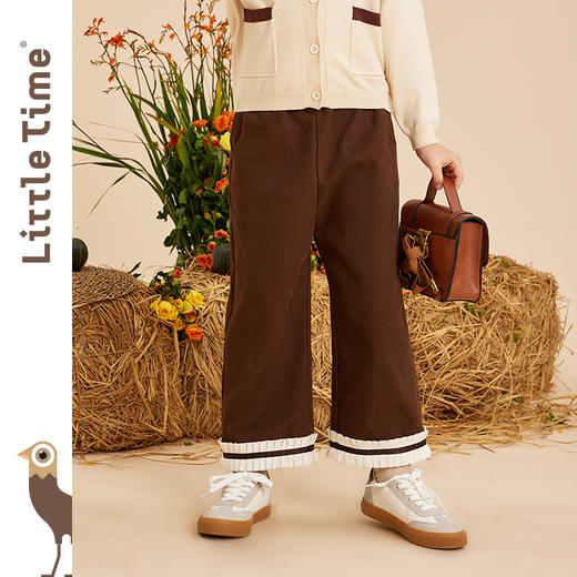littletime女童法式宽松休闲裤秋冬2022新款韩版儿童加厚九分裤子 商品图0