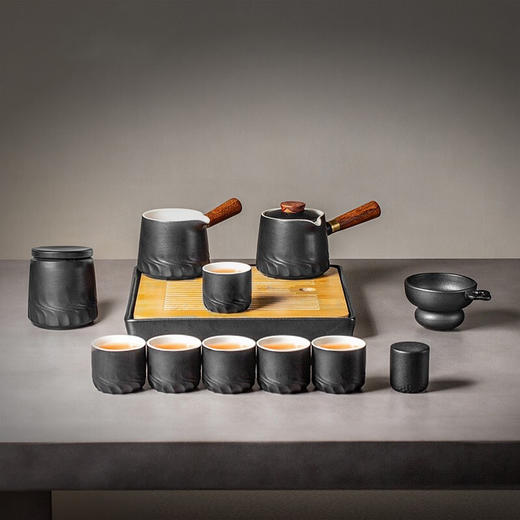 功夫茶具套装家用客厅陶瓷茶壶茶盘泡茶简约日式小套礼盒轻奢 伊-墨山双侧把套装（12头）Vi3b 10件 商品图0