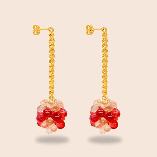 订购6周到｜Annele-Bubblegum-长款 红色 耳环［芬兰设计师］ 商品图2