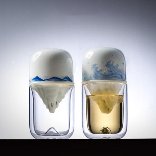 陶瓷便携式旅行茶具玻璃随行杯车载过滤泡茶杯户外茶水分离杯 山岳旅行茶杯-山川款B1f 商品图9