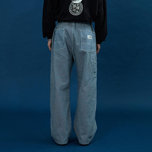 SUPERTOFU/复古工装口裤袋 宽松直筒 色织条纹工装裤 商品图0
