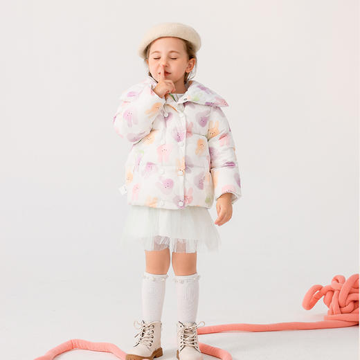 商场同款棉果果冬季女童保暖抗冻淡雅小清新大翻领短款羽绒服M422102922604 商品图0