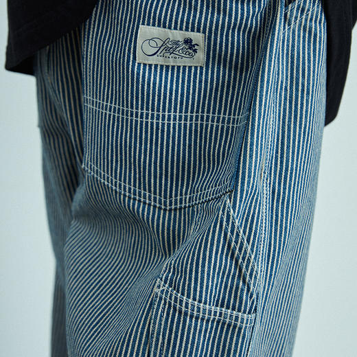 SUPERTOFU/复古工装口裤袋 宽松直筒 色织条纹工装裤 商品图3