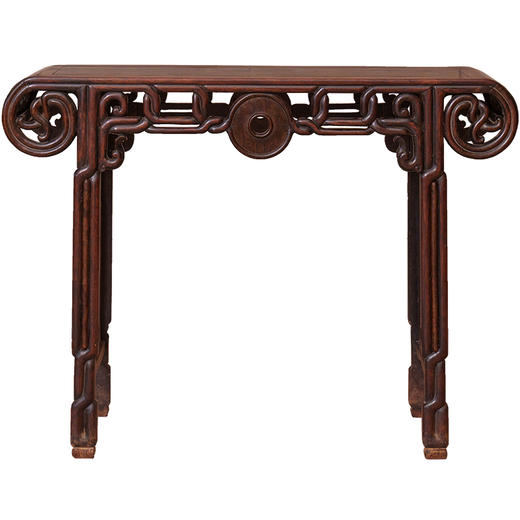 清 红木绳纹玉璧书卷式琴桌 商品图5