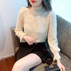 洋气半高领加绒加厚，蕾丝衫保暖上衣KQL-9919 商品缩略图1