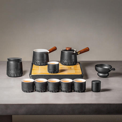 功夫茶具套装家用客厅陶瓷茶壶茶盘泡茶简约日式小套礼盒轻奢 伊-墨山双侧把套装（12头）Vi3b 10件 商品图2