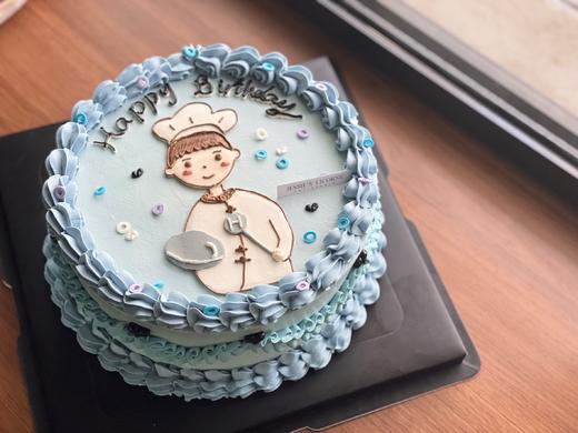 手绘小厨师奶油裱花蛋糕 商品图0