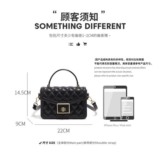 【包包专区】Safiya/索菲娅二层牛皮2022新款手提包菱格包单肩包女斜挎包女包 SF953017Y 商品图6