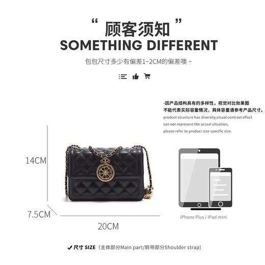 【立减30元】Safiya/索菲娅二层牛皮2022新款菱格包链条包单肩包女斜挎包女包 SF953015Y 商品图3