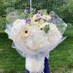 白色绣球混搭花束