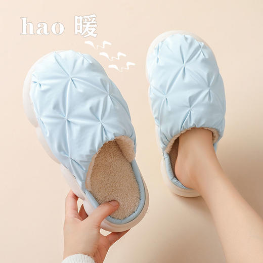 【冬季新品！脚感轻盈舒适】羽绒布棉拖鞋，踩屎感棉鞋女款外穿，保暖厚底秋冬拖鞋女家用家居 商品图2