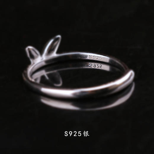 S925银兔子耳朵蝴蝶结戒指 商品图2
