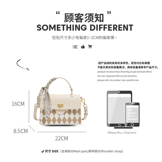 Safiya/索菲娅2022新款菱格百搭轻奢单肩包包女斜挎包手提女包 SF900156Y 商品图8