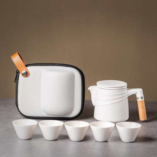 陶瓷旅行茶具功夫茶壶套装陶瓷快客杯便携式一壶五杯户外泡茶 轩昂快客杯（黑）VO1d 商品图1