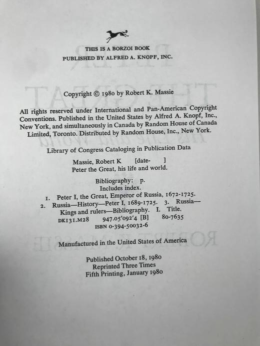 普利策历史奖得主，罗伯特·K·马西 《彼得大帝传》 数十幅插图 精装18开 商品图3