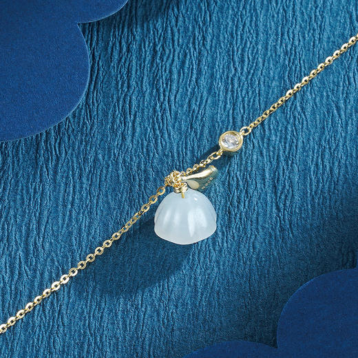 子佩集S925银【莲动渔舟】和田玉手链【AS00127】镀金2210 商品图1