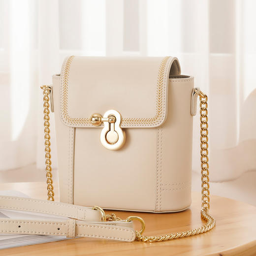 【立减30元】Safiya/索菲娅牛皮包包2022新款链条包单肩包女式斜挎包女包 SF953007Y 商品图1