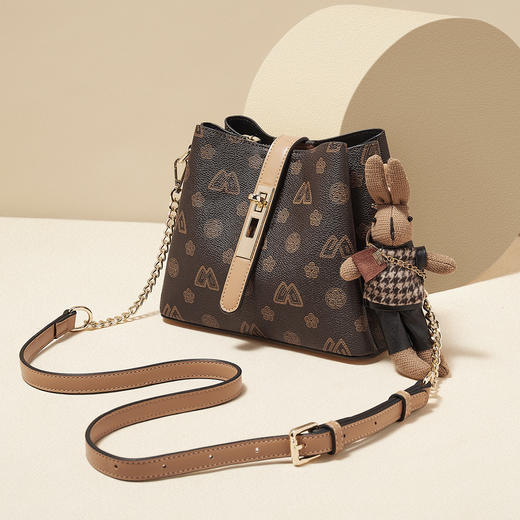 【预热双12】Safiya/索菲娅包包2022新款复古印花水桶包单肩包女式斜挎包女包 SF9158006Y 商品图0