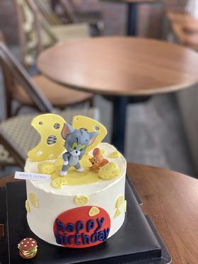 猫和老鼠主题翻糖摆件奶油蛋糕