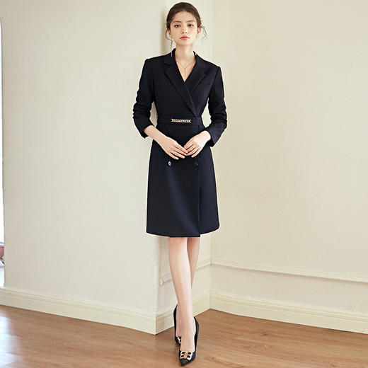 艾尚臣西装领连衣裙子显瘦高级感休闲职业套装女夏季秋季2022新款 商品图1