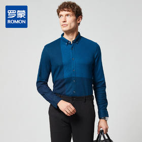 【专柜同款&羊毛混纺】罗蒙春秋季男装针织长袖衬衫男士商务休闲舒适保暖衬衣男