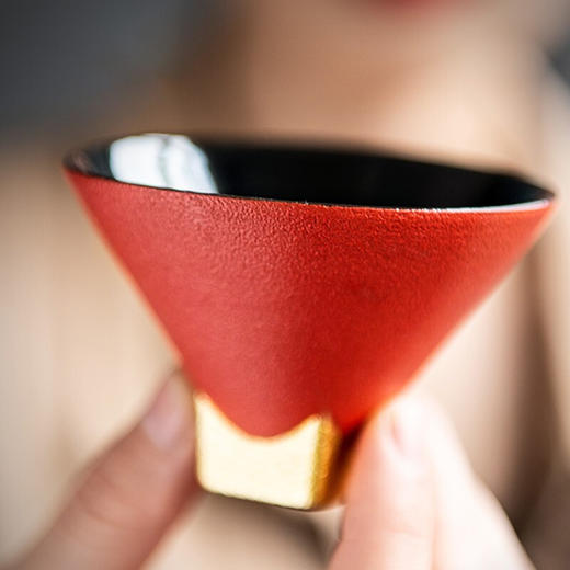 陶瓷黑金斗笠杯品茗杯陶瓷家用日式功夫茶具小茶杯主人单杯 黑金斗笠杯-黑L1f 商品图6