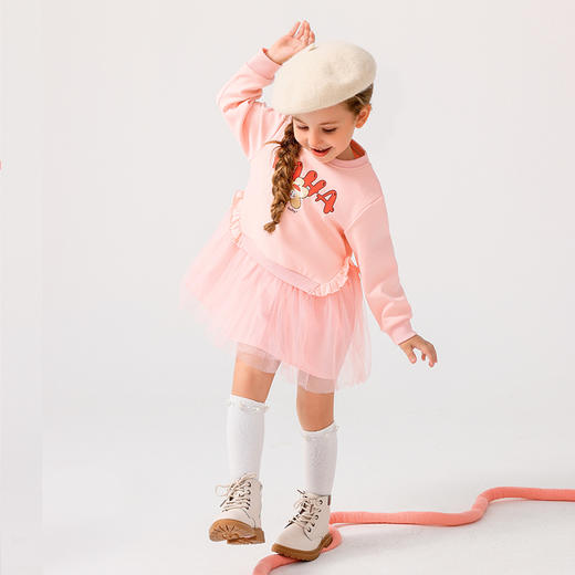 商场同款棉果果冬季女童甜美公主裙保暖加绒针织网纱连衣裙M422700422642 商品图1