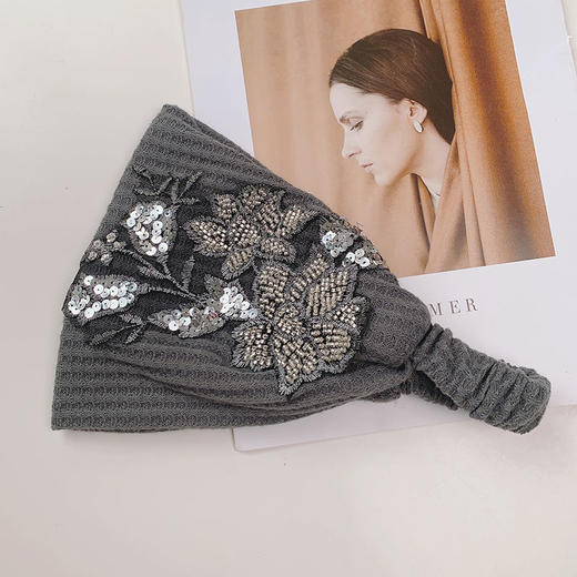 时尚宽边发带女日常外戴头套春秋遮白发头饰头箍女韩国甜美头巾女 商品图9