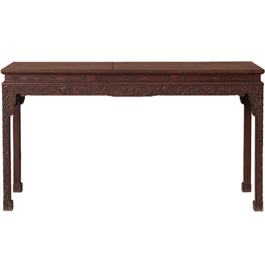 清 红木束腰马蹄腿西番莲纹条桌 商品图5