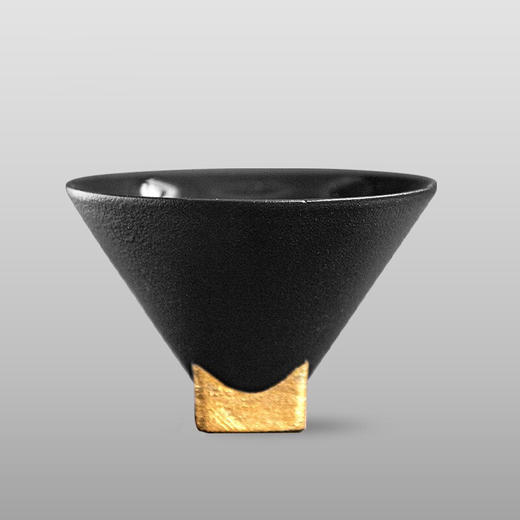 陶瓷黑金斗笠杯品茗杯陶瓷家用日式功夫茶具小茶杯主人单杯 黑金斗笠杯-黑L1f 商品图0