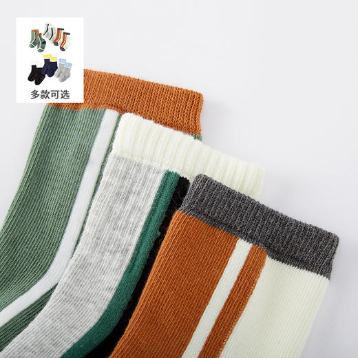 英氏婴儿袜子秋冬新款加厚中筒袜3双装宝宝5A抑菌袜YIWBJ32136A 商品图1