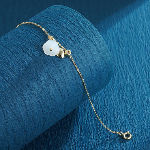 子佩集S925银【莲动渔舟】和田玉手链【AS00127】镀金2210 商品图5