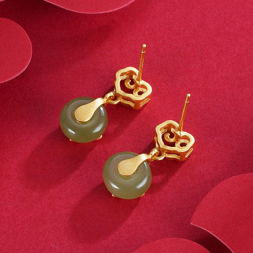 子佩集S925银【春思】青玉耳钉【WSC9438】镀金2210 商品图1