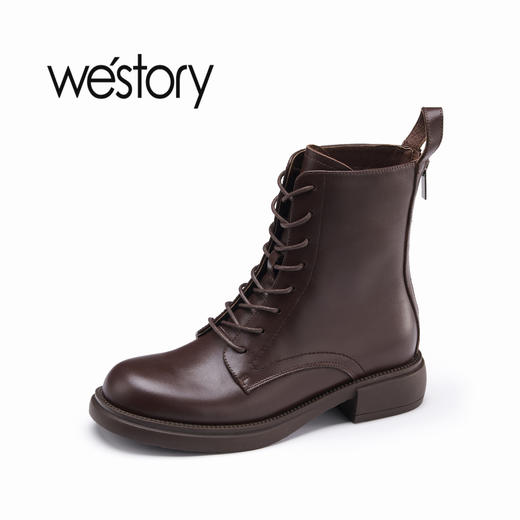 westory22年秋冬新款单靴马丁靴交叉绑带复古英伦风短靴82561 商品图3