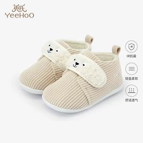 英氏婴儿灯芯绒学步鞋宝宝加绒保暖鞋子可爱超萌童鞋YFXKJ32181A