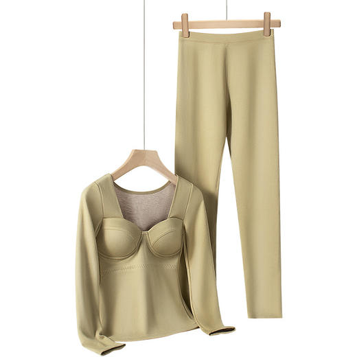 黛唯梵新款秋冬羊绒蚕丝无痕一体式带胸垫保暖打底内衣女打底套装背心女 商品图4