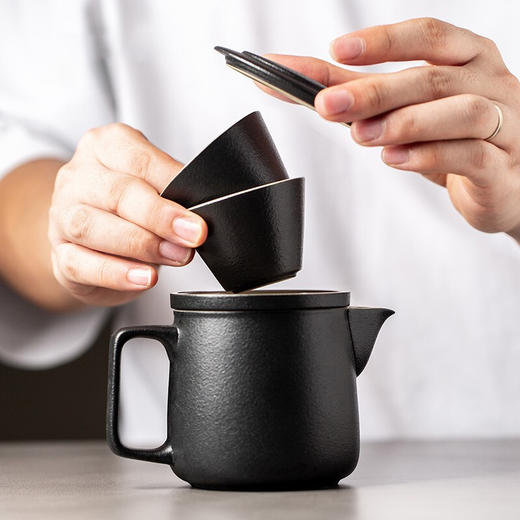 旅行功夫茶具泡茶壶套装陶瓷快客杯一壶二杯户外办公喝茶简易旅游 暮春泡茶壶（一壶2杯）-黑 商品图4