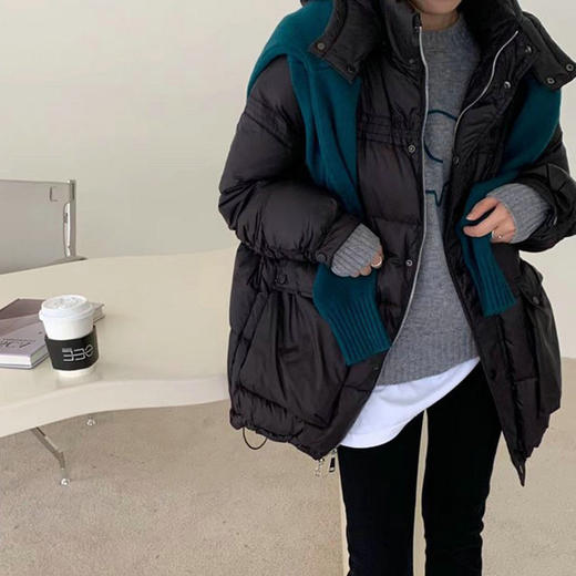 黛唯梵白鸭绒连帽羽绒服女中长款2022冬季新款甜美皮筋款韩版加厚保暖潮 商品图2