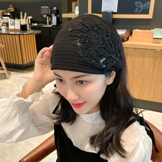 时尚宽边发带女日常外戴头套春秋遮白发头饰头箍女韩国甜美头巾女 商品图1