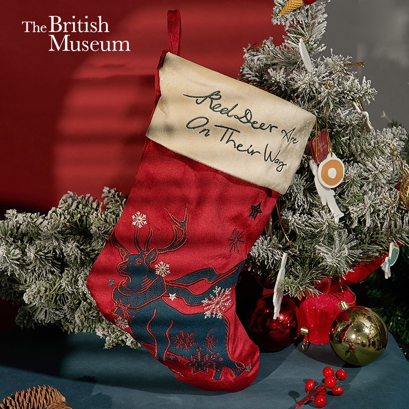 大英博物馆麋鹿系列圣诞刺绣礼物收纳袋装饰袜圣诞礼物