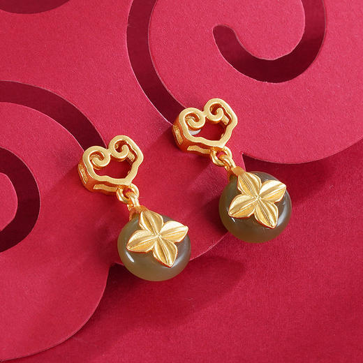 子佩集S925银【春思】青玉耳钉【WSC9438】镀金2210 商品图3